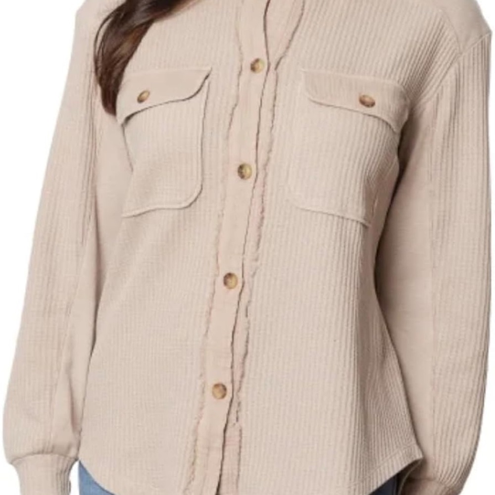 Women's Beige Button-Up Top
